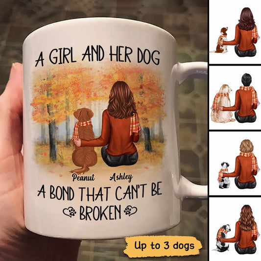 Fall Season A Girl Her Dog A Bond That Can¡®t Be Broken Personalized Mug