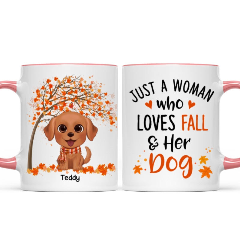 Fall Season Watercolor Cute Dogs Just Girl Who Loves Fall And Her Dogs Personalized Mug